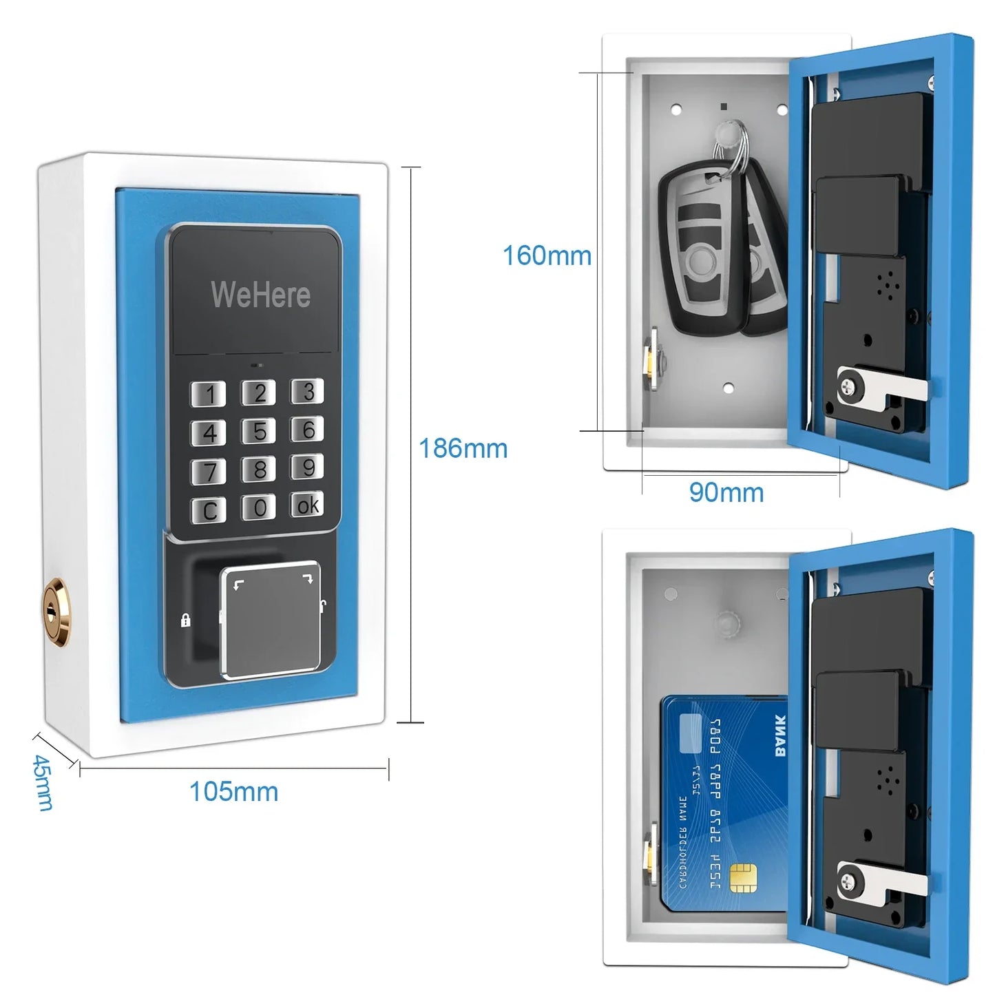 Wall Mount Safe Key Storage Box App Remote Organizer Password Security Code Lock No Key Home Safe Lockbox